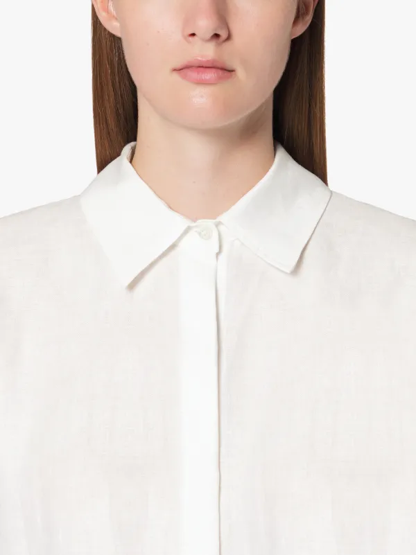 BORNESS White Linen Sleeveless Shirt | WSH-1001