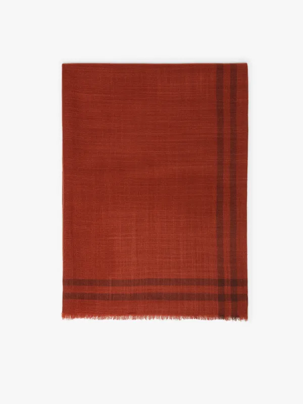 Brick Red Cashmere Striped Scarf ACC-021