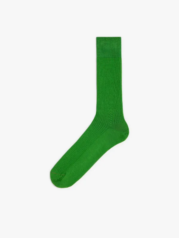 Bright Green Cotton Blend Socks