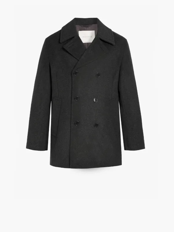 BROOM Charcoal Wool & Cashmere Pea Coat | GM-1017F
