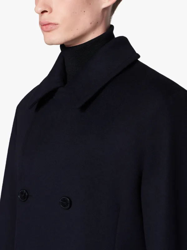 BROOM Navy Wool & Cashmere Pea Coat | GM-1017F