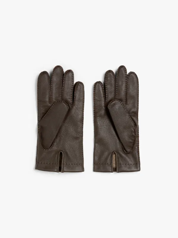 Brown Hairsheep Leather Cashmere Lined Gloves