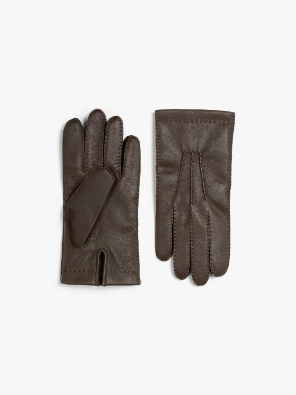 Brown Hairsheep Leather Cashmere Lined Gloves