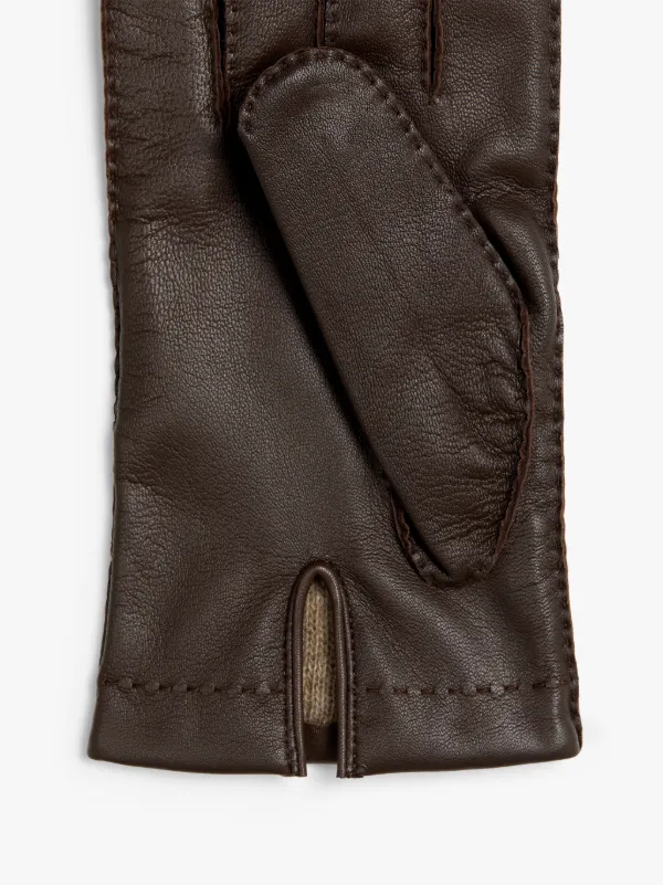 Brown Hairsheep Leather Cashmere Lined Gloves