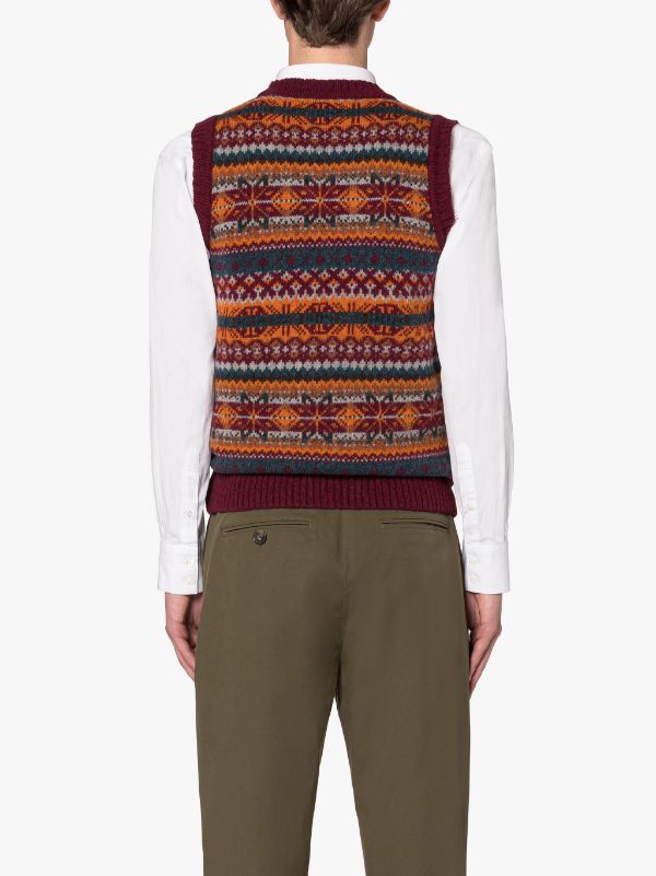 BURN TANK Bordeaux Mix Wool Fair Isle Vest