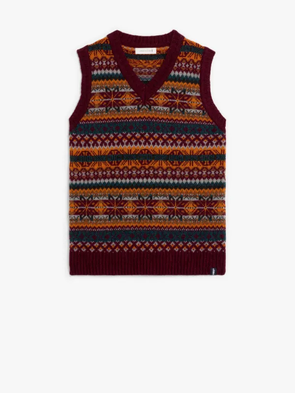 BURN TANK Bordeaux Mix Wool Fair Isle Vest