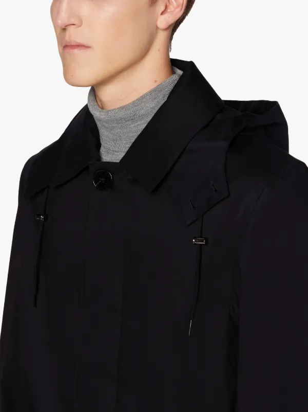 CAMBRIDGE HOOD Black RAINTEC Cotton Coat | GMC-111