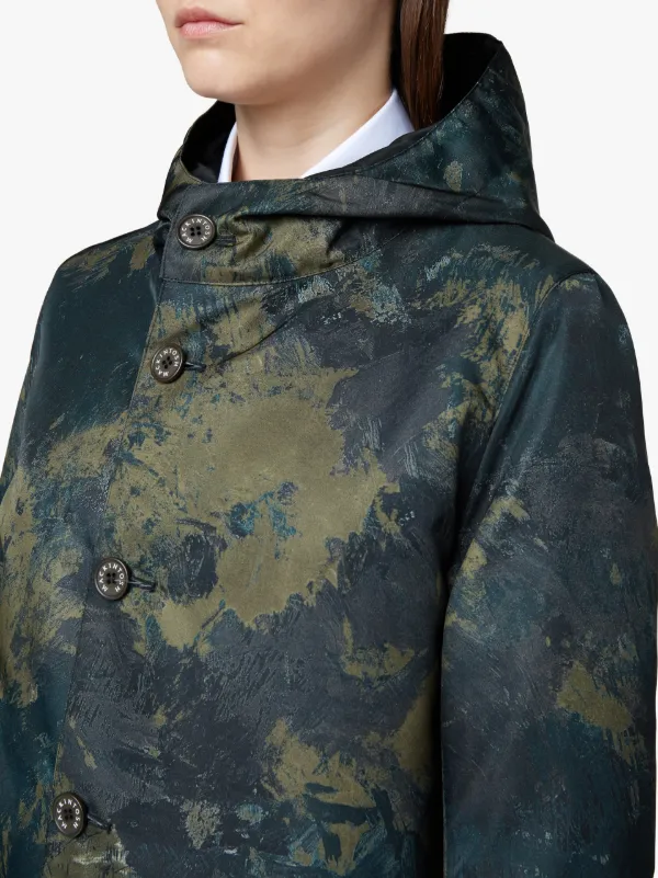 Camouflage x Black Reversible Hooded Coat