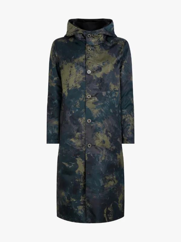 Camouflage x Black Reversible Hooded Coat