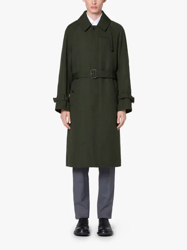 CATRINE Loden Green Virgin Wool Single Breasted Trench Coat | GM-1020F ...