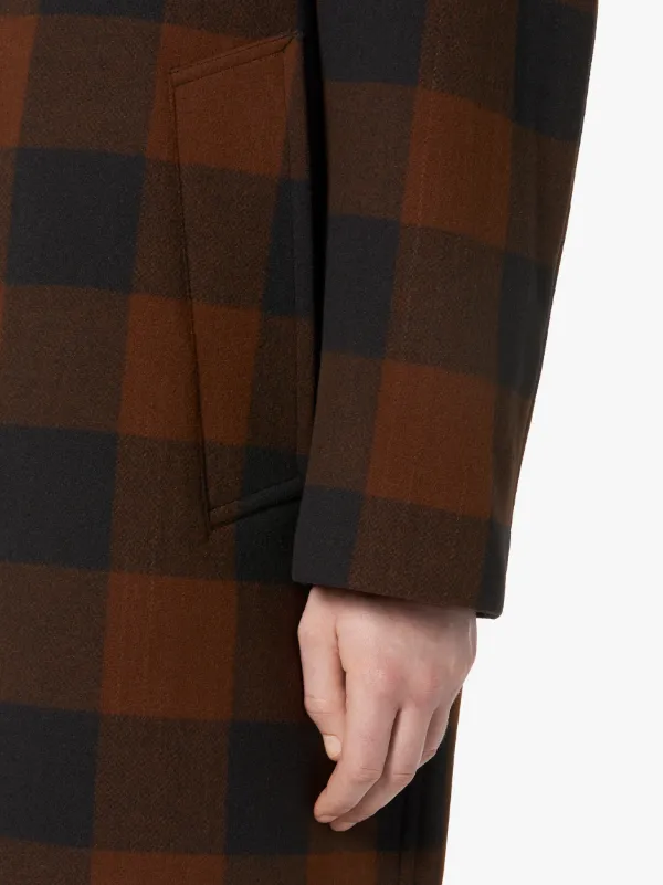 CAWDOR Buffalo Check Wool Double Breasted Overcoat | GM-1070F