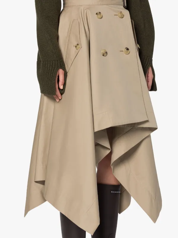 Cotton Gabardine Trench Skirt in Camel - Women