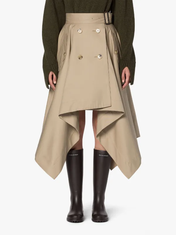 Cotton Gabardine Trench Skirt in Camel - Women