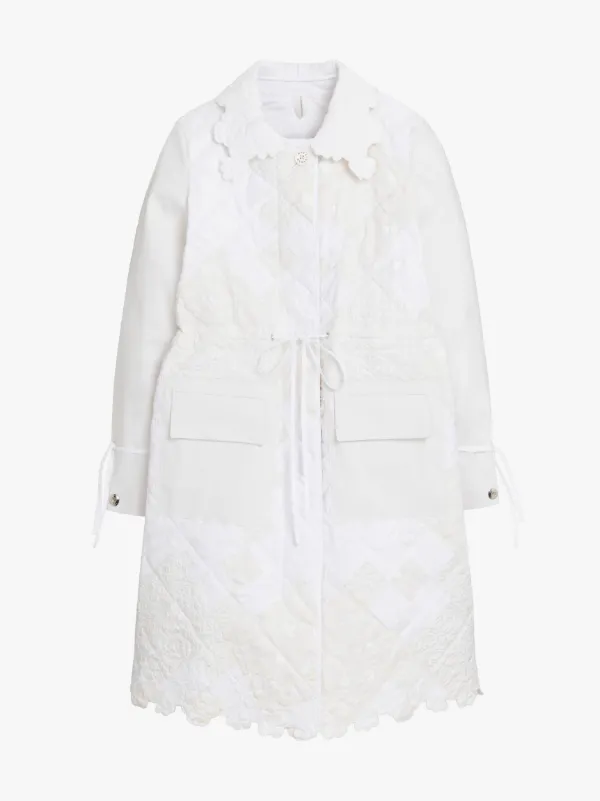 CECILIE BAHNSEN Ecru Cotton Blend Patchwork Coat