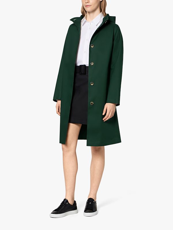 green hooded peacoat