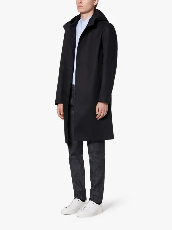 CHRYSTON Black Bonded Cotton Hooded Coat | GR-1003D