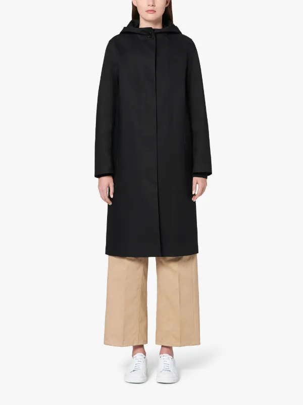 CHRYSTON Black Bonded Cotton Hooded Coat | LR-1002D