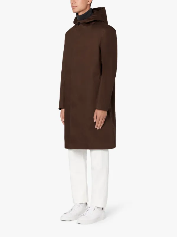 CHRYSTON Brown Bonded Cotton 3/4 Coat | GR-1003D