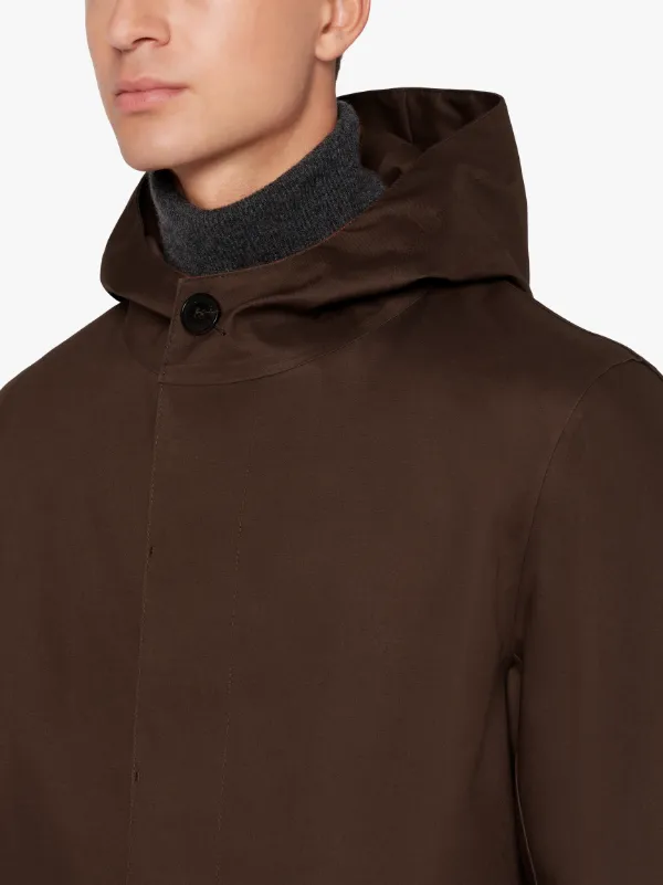 CHRYSTON Brown Bonded Cotton 3/4 Coat | GR-1003D