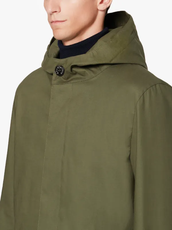 CHRYSTON Green RAINTEC Cotton Hooded Coat | GM-1003FD