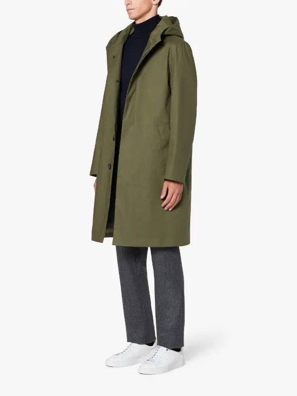 CHRYSTON Green RAINTEC Cotton Hooded Coat | GM-1003FD