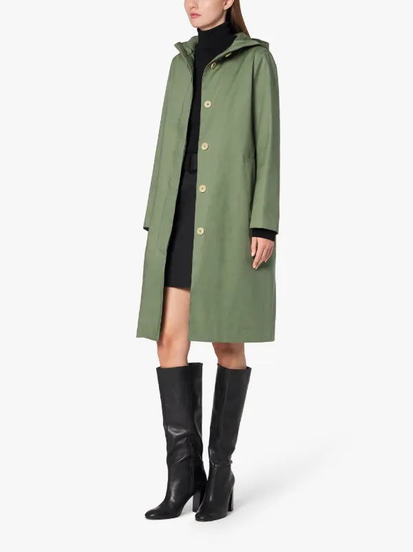 CHRYSTON Green RAINTEC Cotton Hooded Coat | LM-1019FD