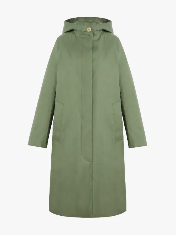 CHRYSTON Green RAINTEC Cotton Hooded Coat | LM-1019FD