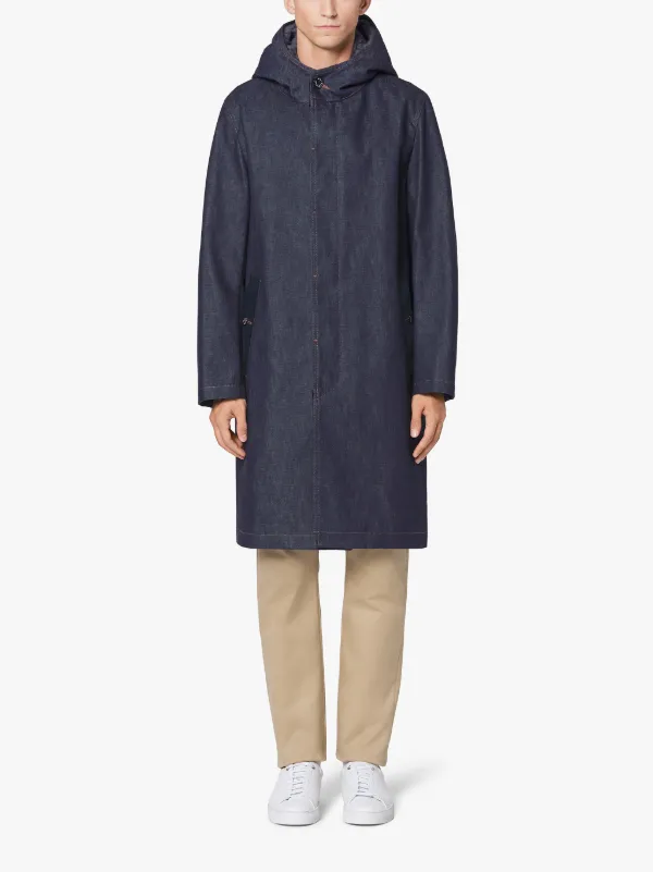 CHRYSTON Indigo RAINTEC Denim Hooded Coat | D-MC1003BS