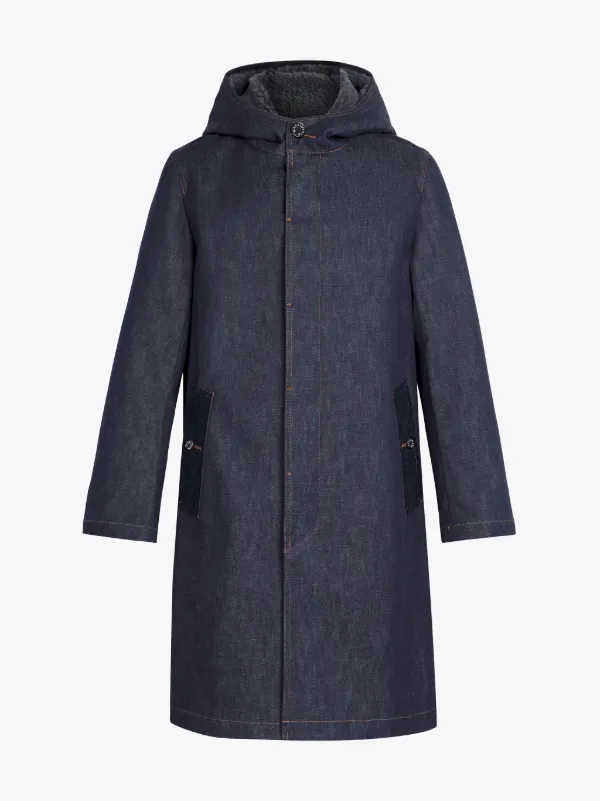 CHRYSTON Indigo RAINTEC Denim Hooded Coat | D-MC1003BS