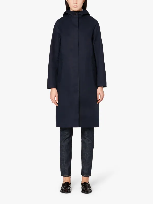 CHRYSTON Navy Bonded Cotton Hooded Coat | LR-1002D