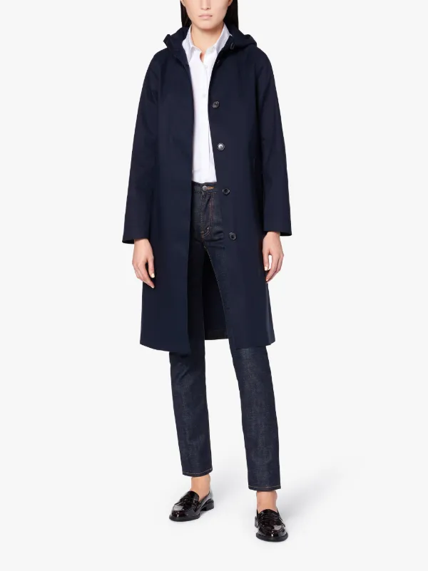 CHRYSTON Navy Bonded Cotton Hooded Coat | LR-1002D