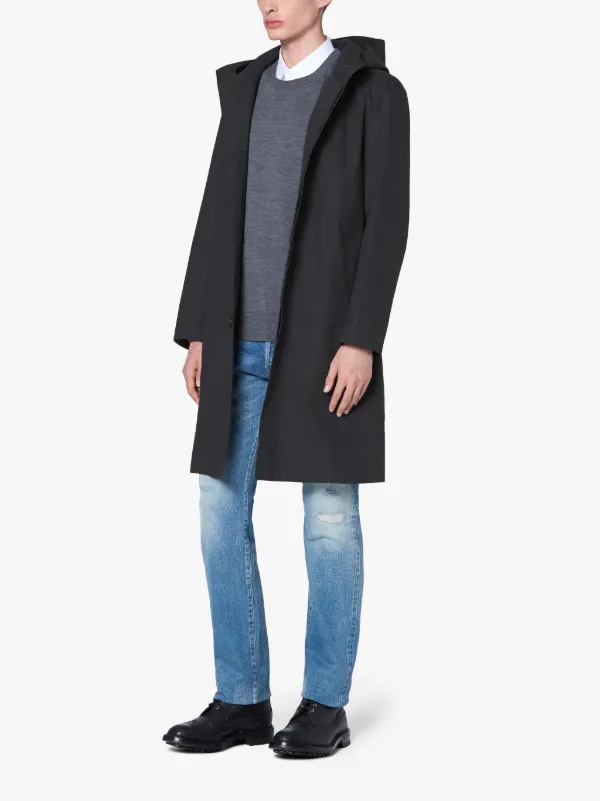 CHRYSTON Navy RAINTEC Cotton Hooded Coat | GM-1003FD
