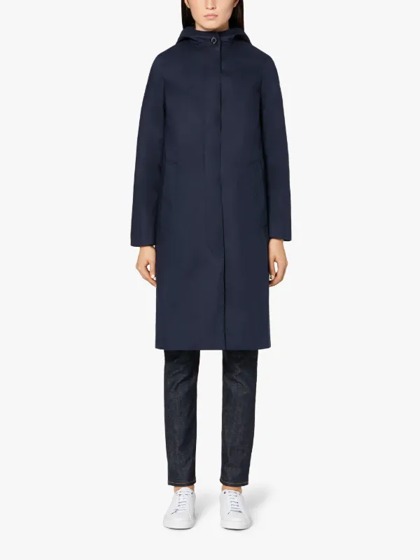 CHRYSTON Navy RAINTEC Cotton Hooded Coat | LM-1019FD