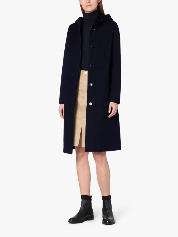 CHRYSTON Navy Storm System Wool Hooded Coat | LM-1019F