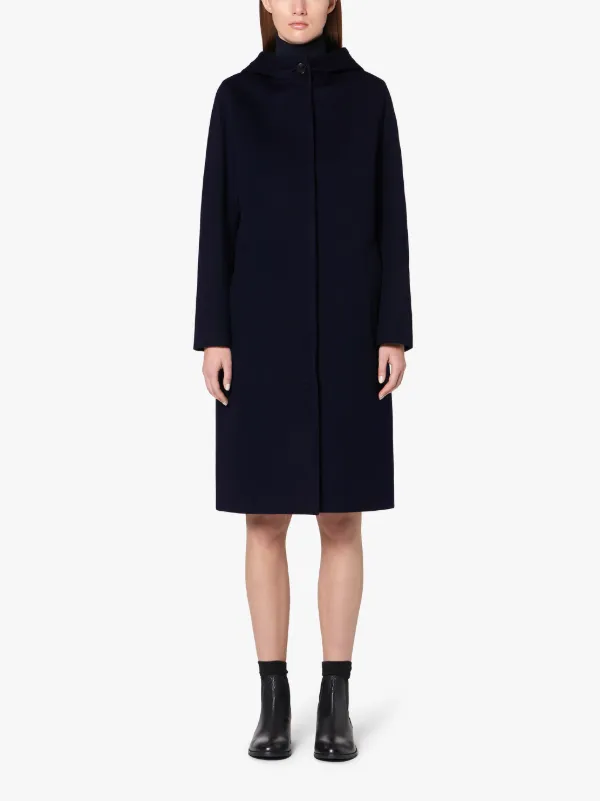 CHRYSTON Navy Storm System Wool Hooded Coat | LM-1019F