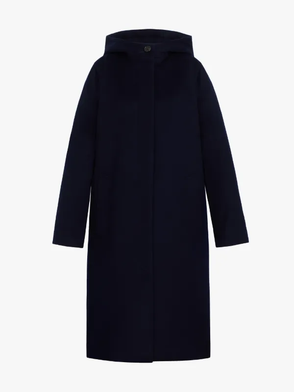 CHRYSTON Navy Storm System Wool Hooded Coat | LM-1019F