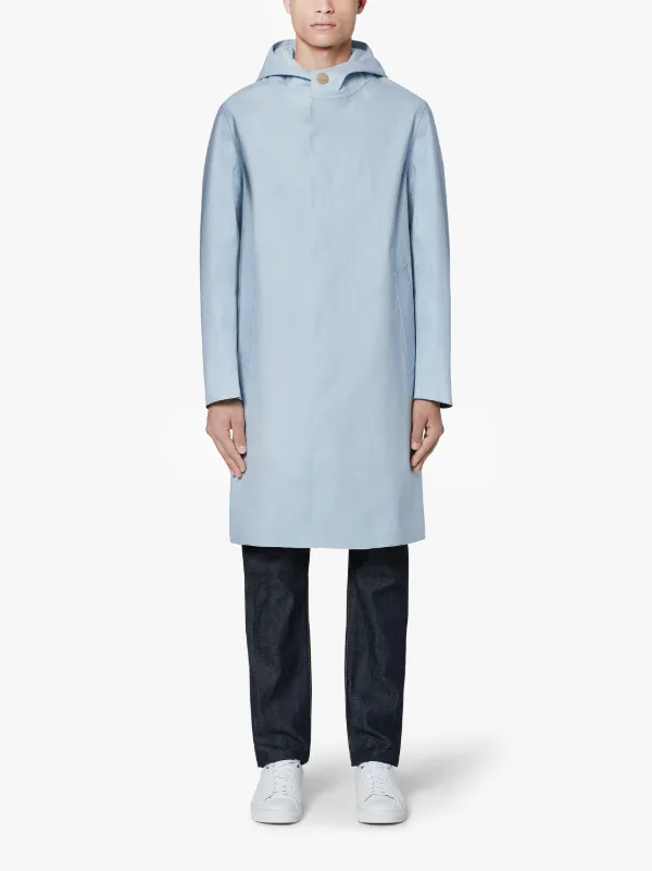 CHRYSTON Pale Blue Bonded Cotton Hooded Coat | GR-1003D | Mackintosh