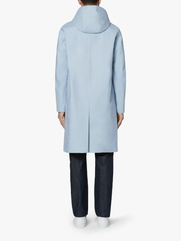 CHRYSTON Pale Blue Bonded Cotton Hooded Coat | GR-1003D