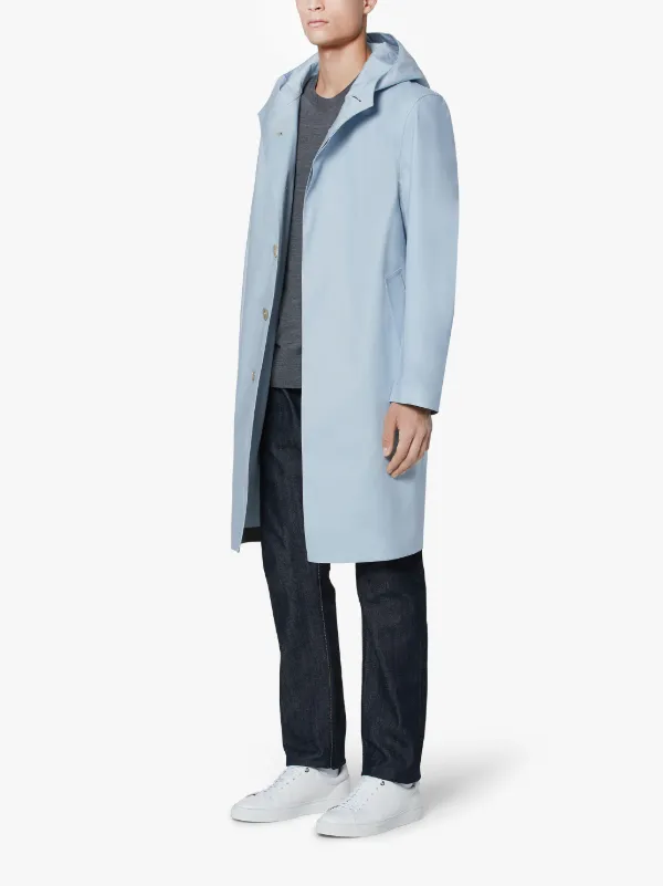 CHRYSTON Pale Blue Bonded Cotton Hooded Coat | GR-1003D