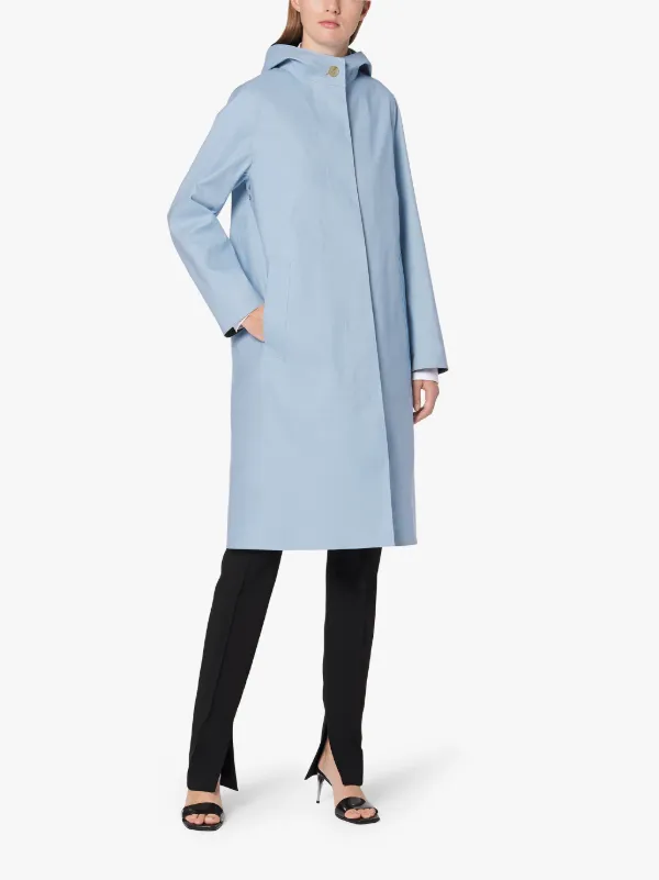 CHRYSTON Pale Blue Bonded Cotton Hooded Coat | LR-1002D