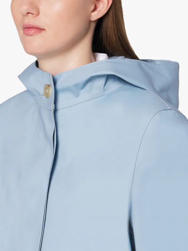 CHRYSTON Pale Blue Bonded Cotton Hooded Coat | LR-1002D