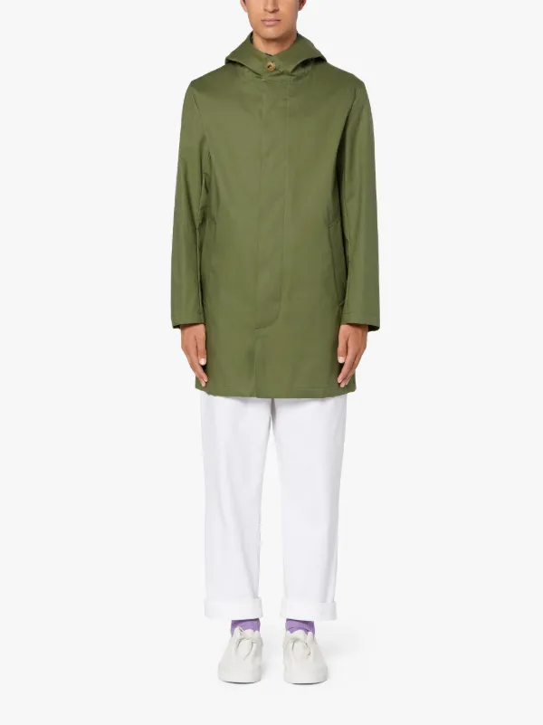 CHRYSTON SHORT Green RAINTEC Cotton Hooded Coat | GMC-112