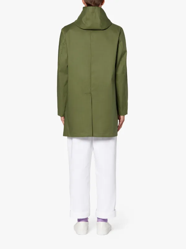 CHRYSTON SHORT Green RAINTEC Cotton Hooded Coat | GMC-112