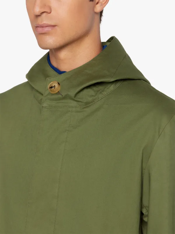 CHRYSTON SHORT Green RAINTEC Cotton Hooded Coat | GMC-112