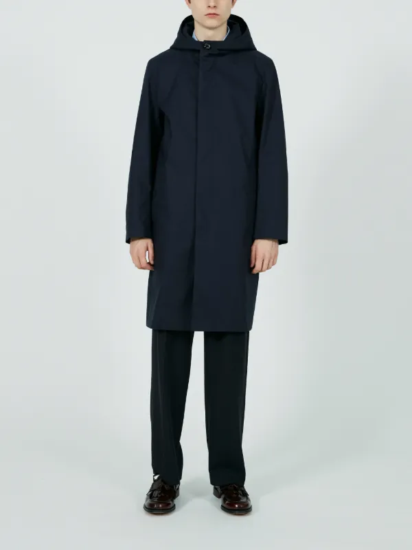 CHRYSTON SINGLE BREASTED HOODED COAT WITH LINER NAVY | GM-1003FD 