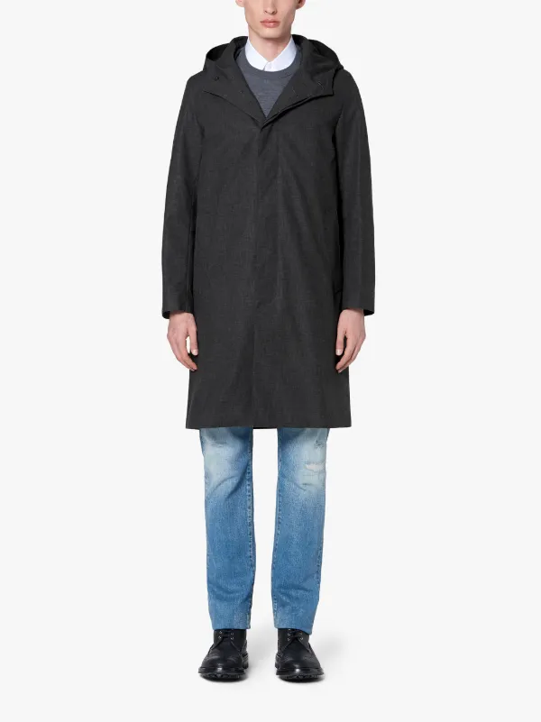 CHRYSTON Teal Grey RAINTEC Cotton Hooded Coat | GM-1003FD