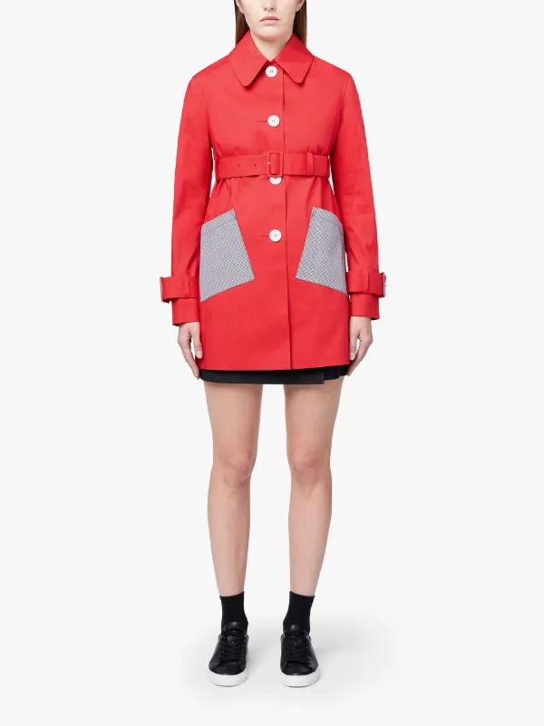 Claire Royal Red Rubberised Trench Coat