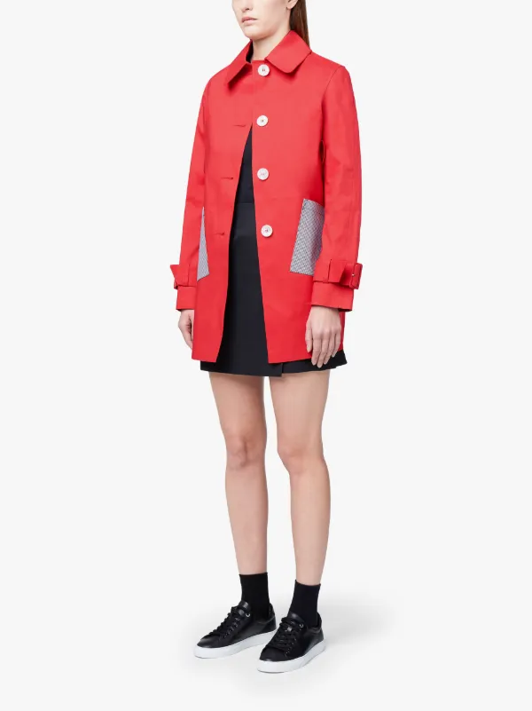 Claire Royal Red Rubberised Trench Coat