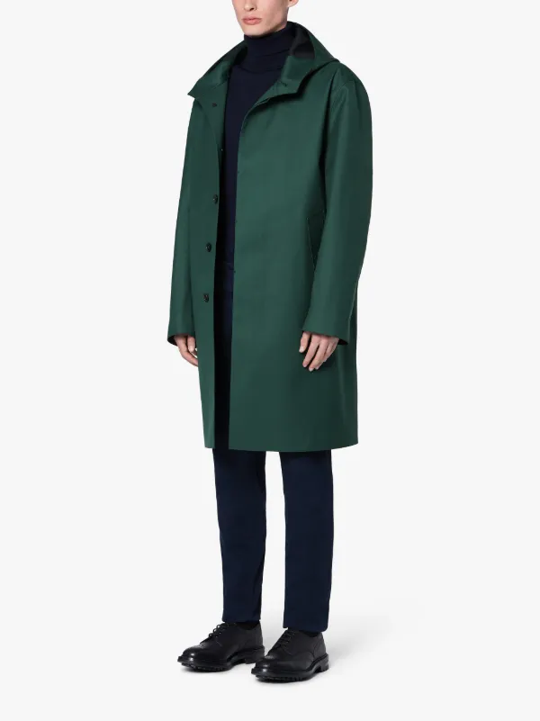 CLARKSTON Green Bonded Wool & Mohair Hooded Coat | GR-1008