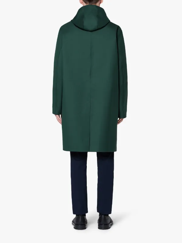 CLARKSTON Green Bonded Wool & Mohair Hooded Coat | GR-1008